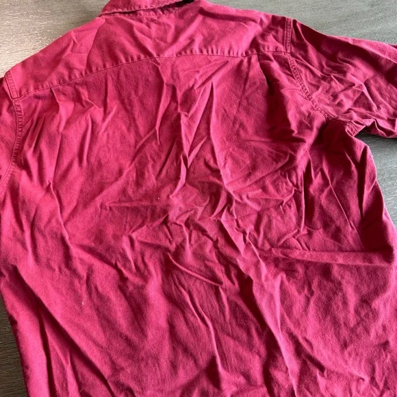 Wrangler Maroon Red Short Sleeve Button Down Shirt M - Picture 5 of 10